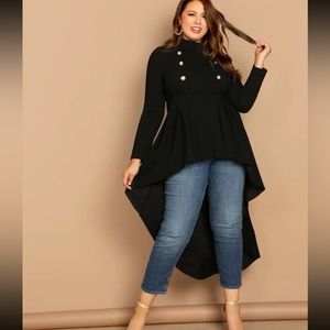 Mock neck hi-low top